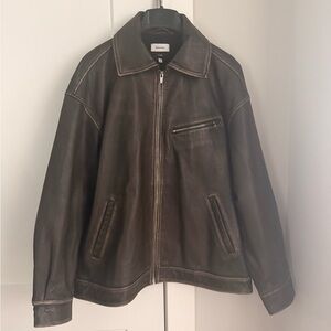 Reformation Veda Brown Leather Jacket - L